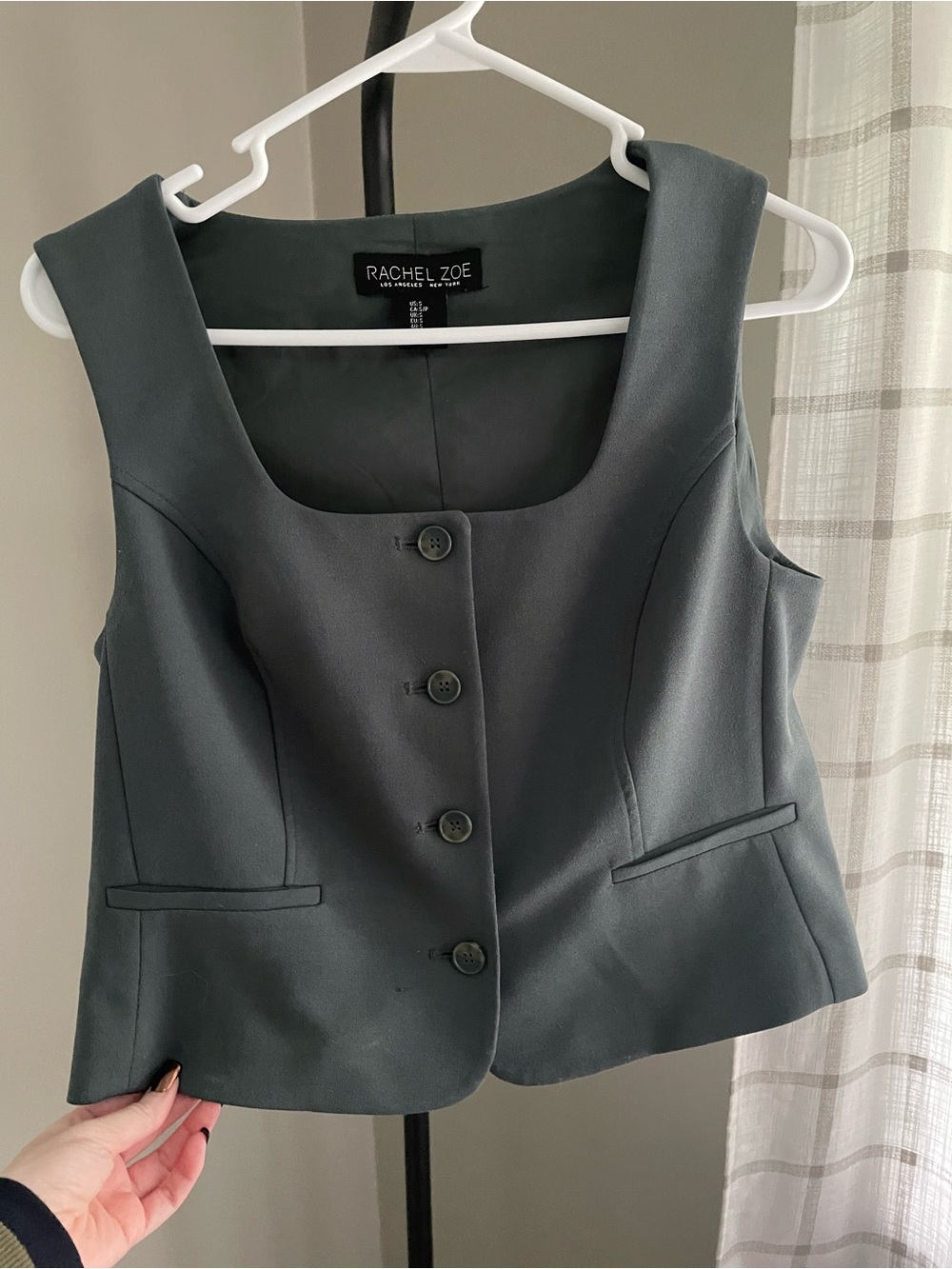 Rachel Zoe teal Tailored Button Front Vest
